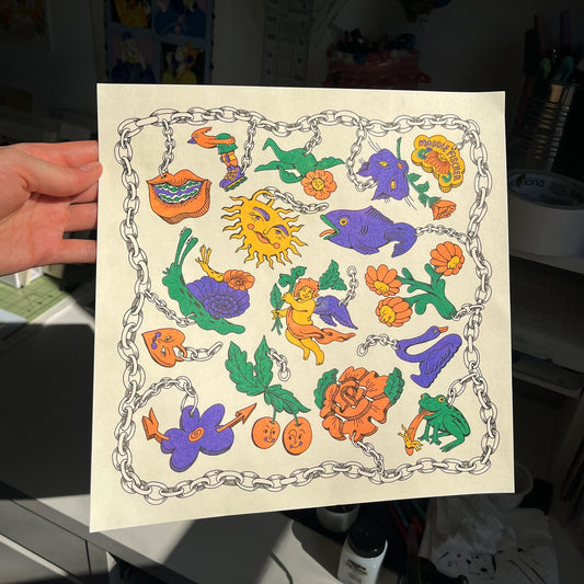 Riso Print: Keychain Charms