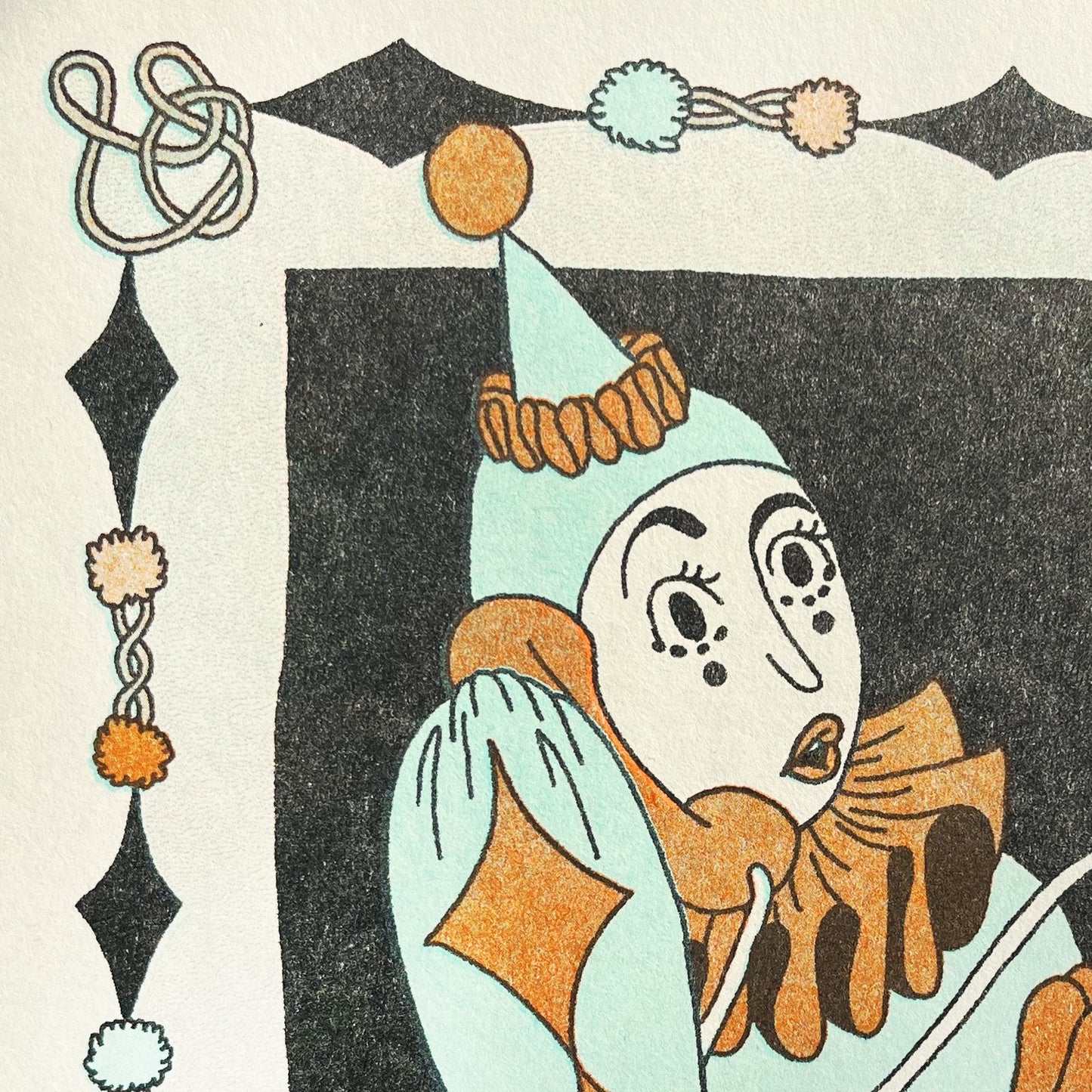 Clown Conference Call Riso Print - Bronze/Mint