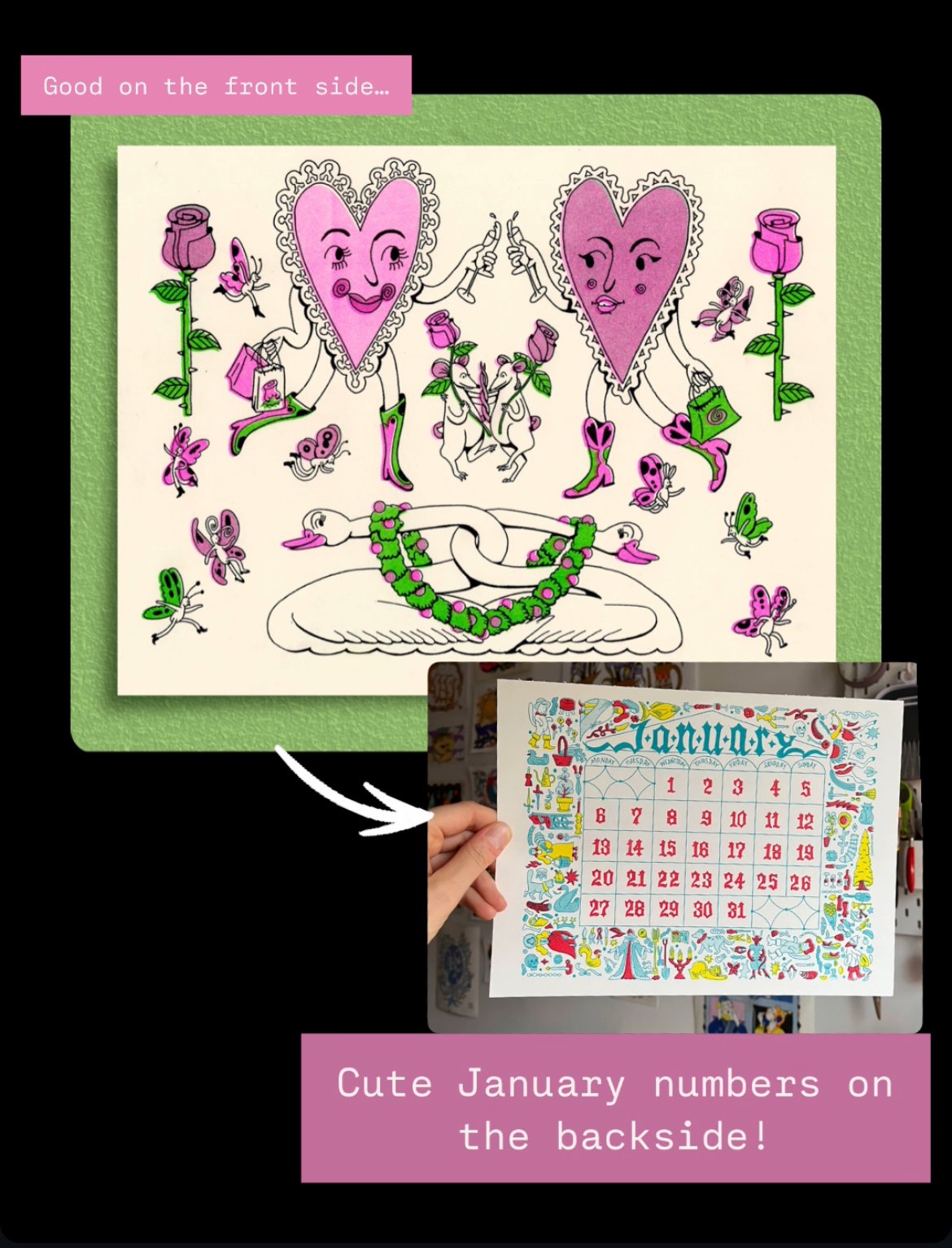 Riso Print: Friendly Hearts