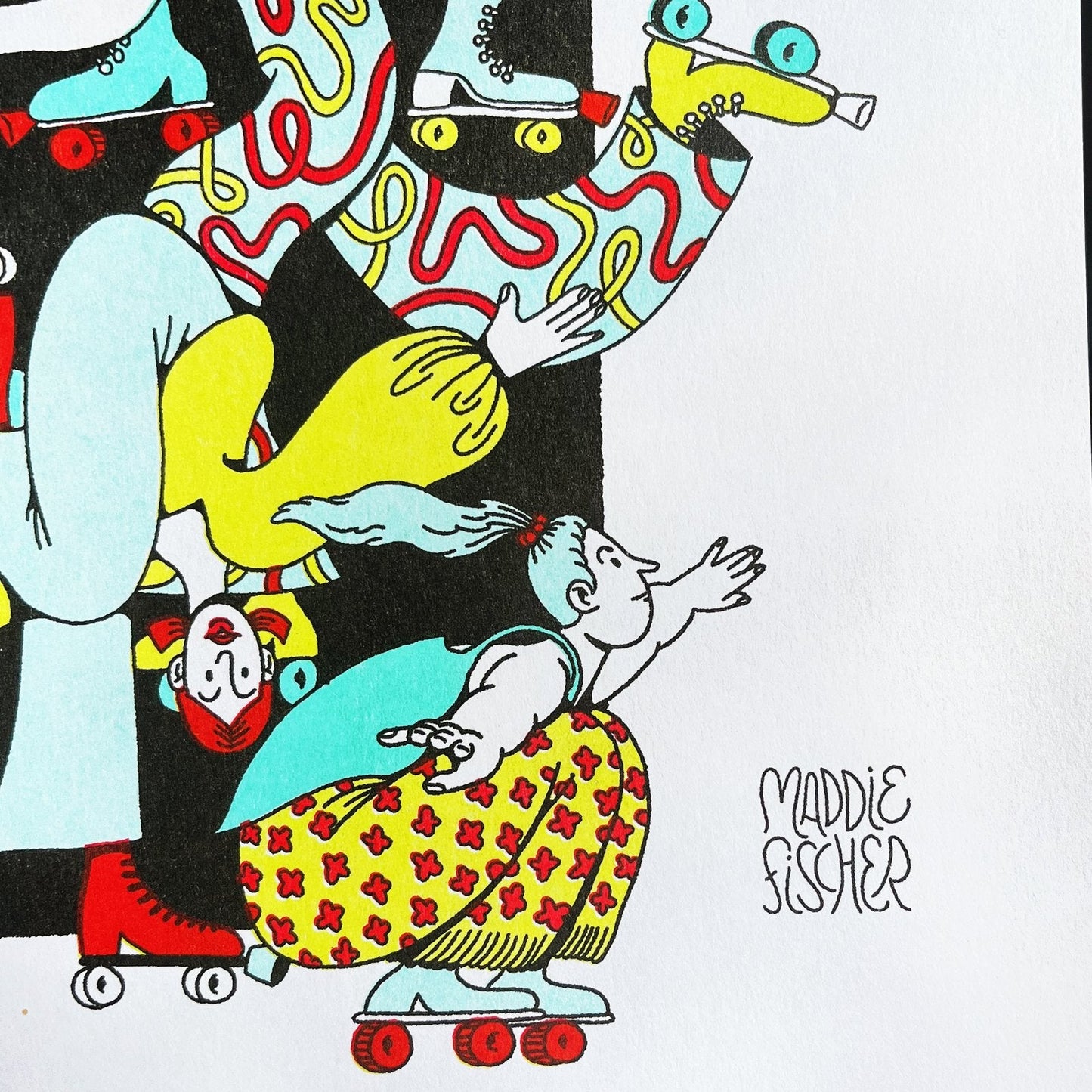 Riso Print: Skate Tower in Mint & Lime