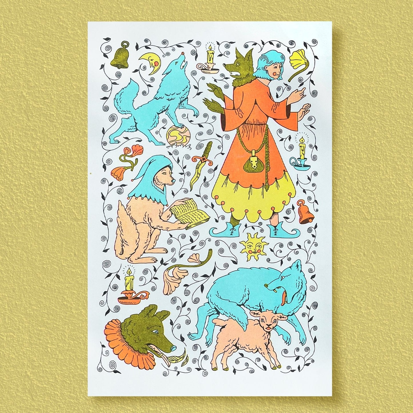 Riso Print: Wulfas in Bright Mint