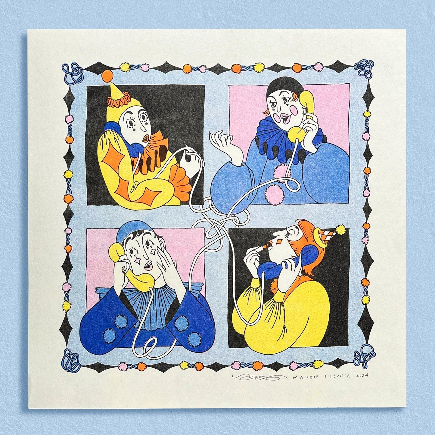 Riso Print: Clown Conference Call