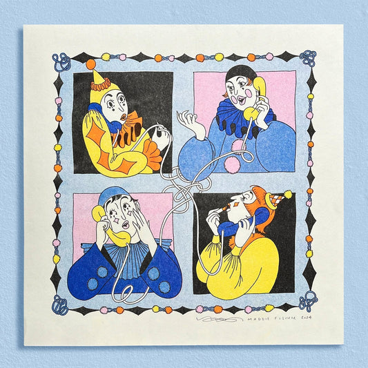 Riso Print: Clown Conference Call