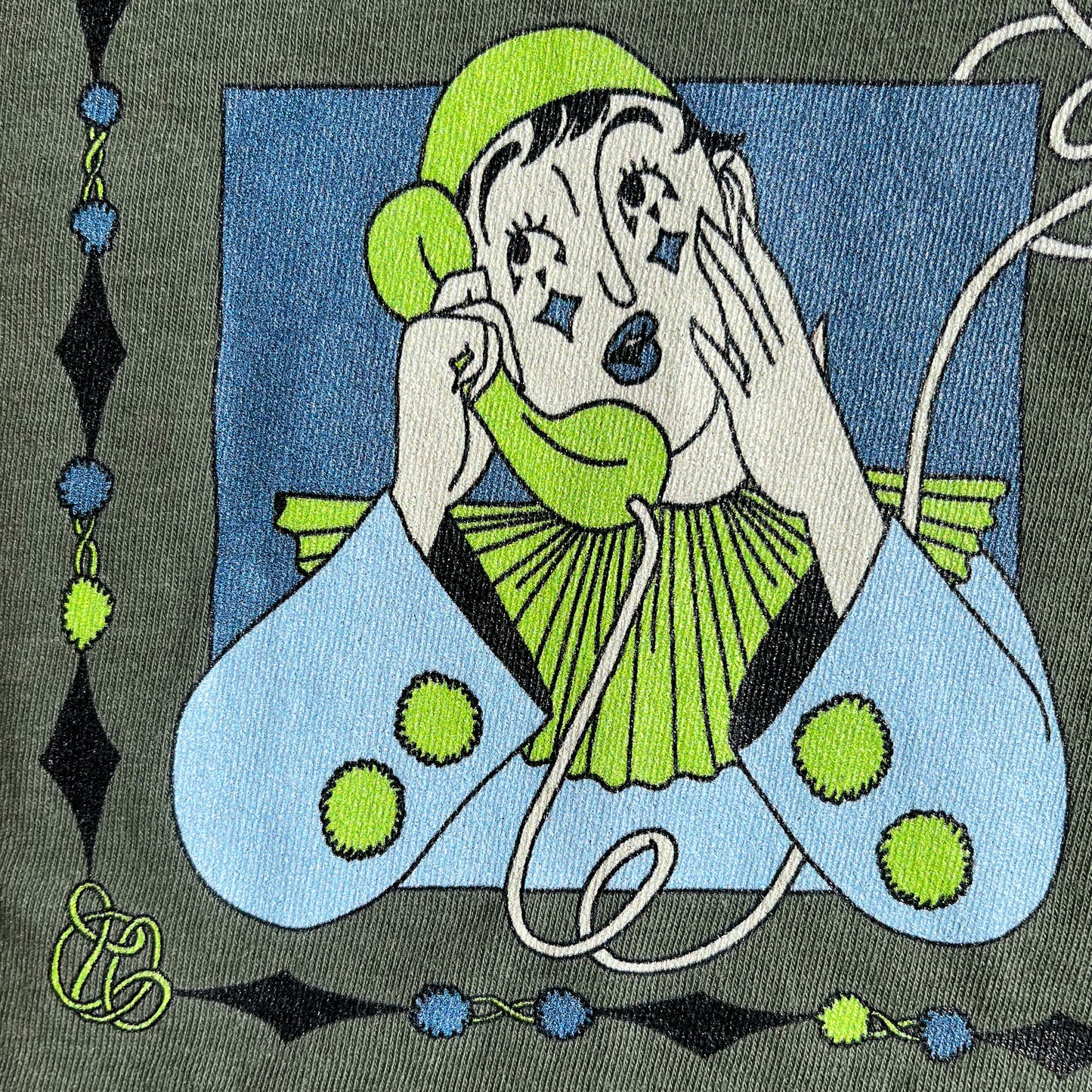 Clown Conference Call Tshirt in Green Blue