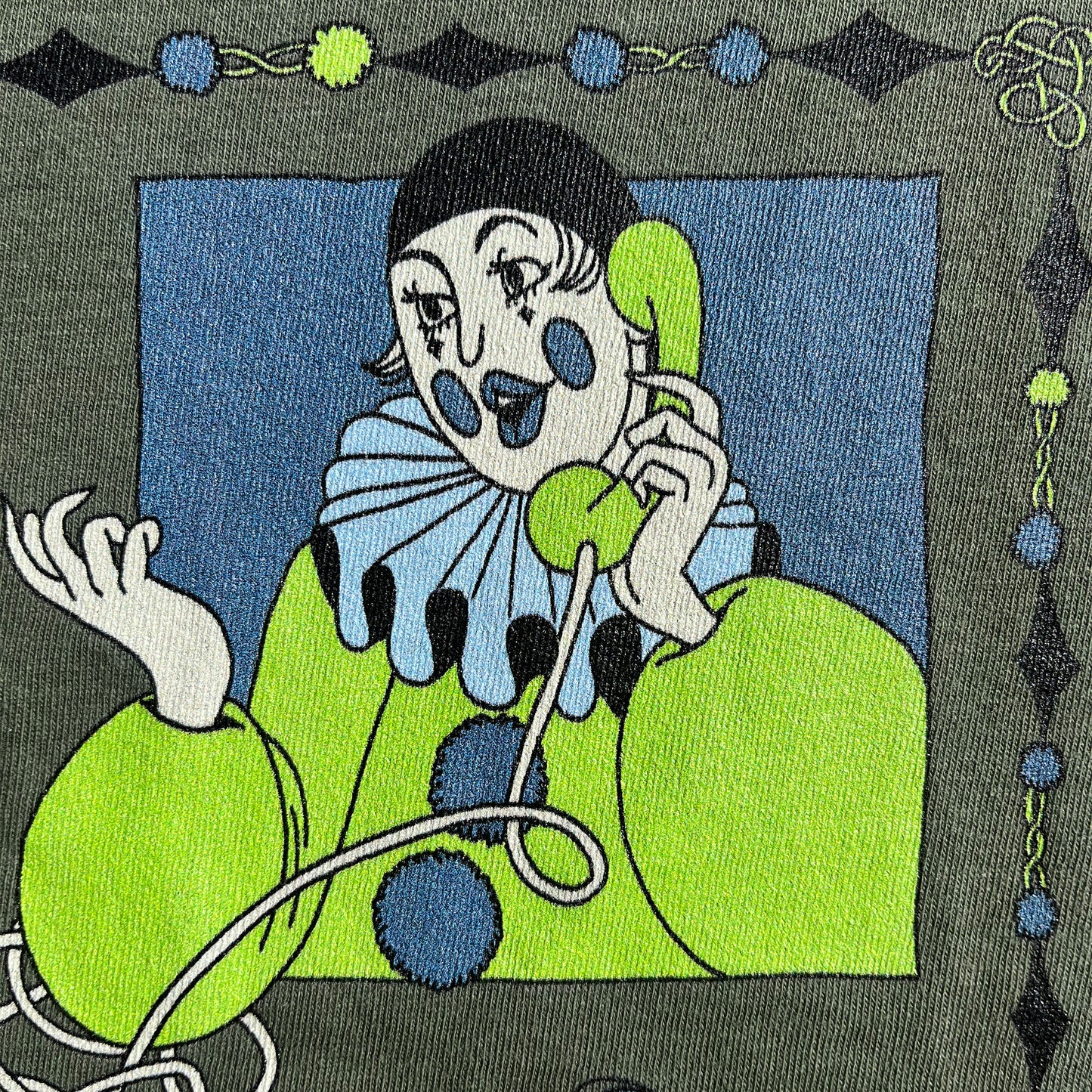 Clown Conference Call Tshirt in Green Blue