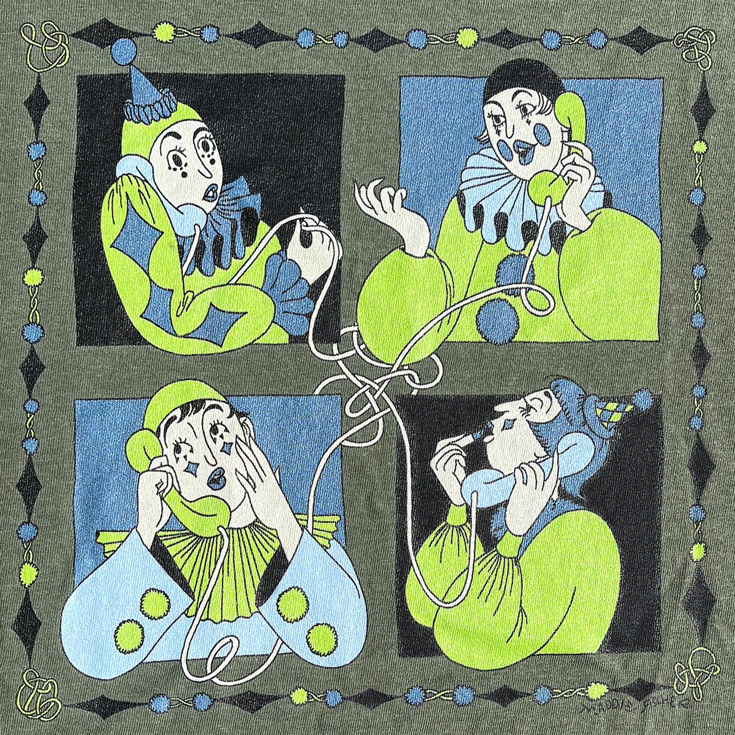 Clown Conference Call Tshirt in Green Blue