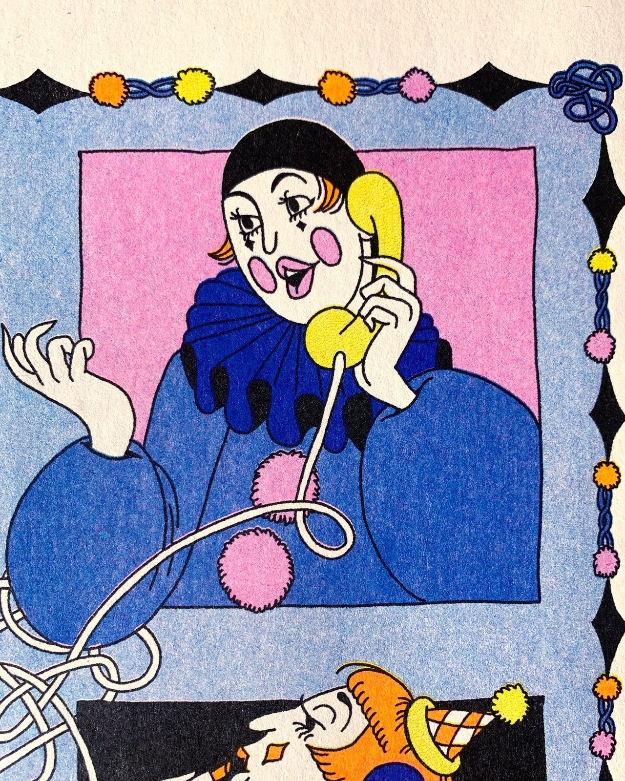 Riso Print: Clown Conference Call