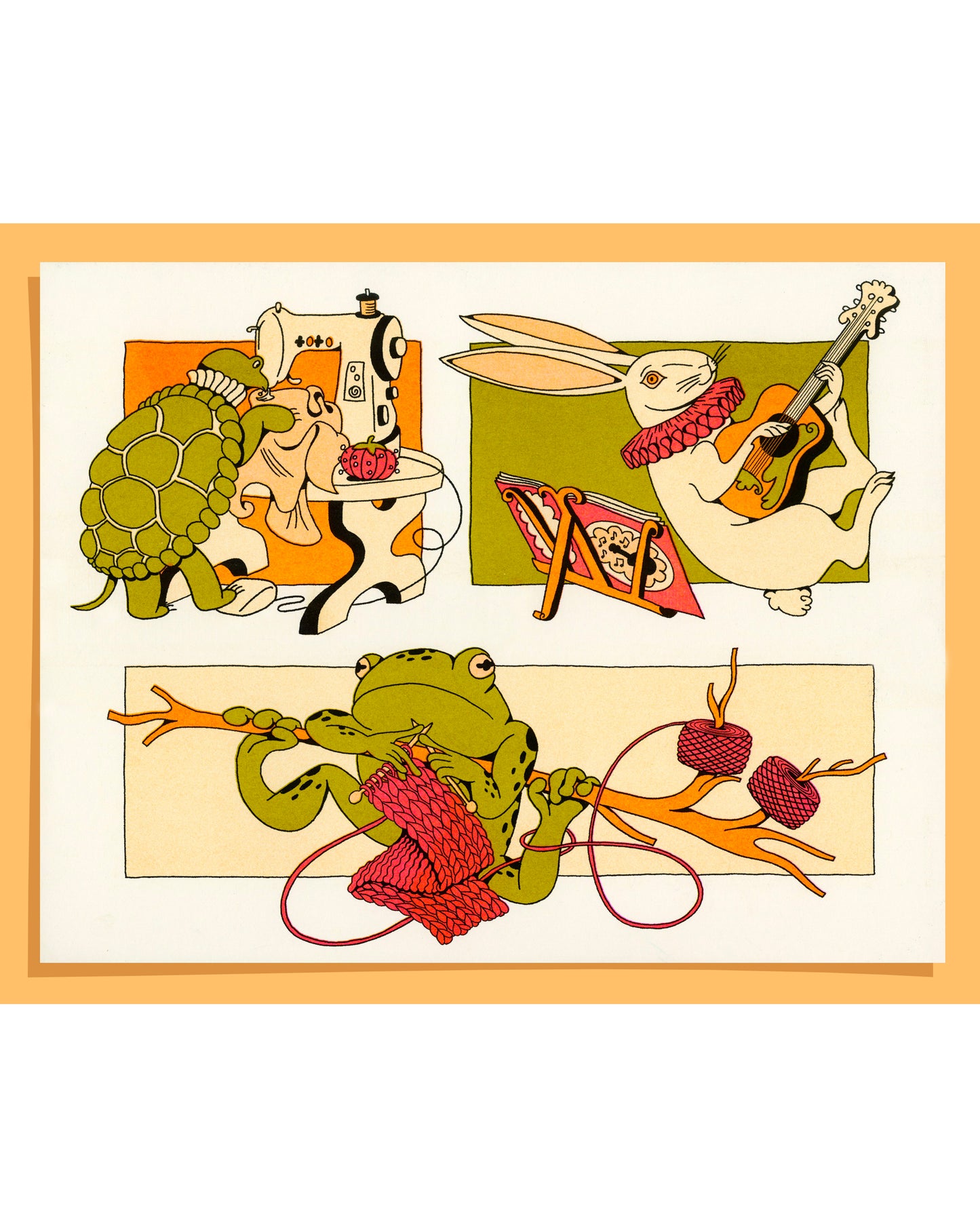 Riso Prints: Creature Hobbies in Olive + Peach