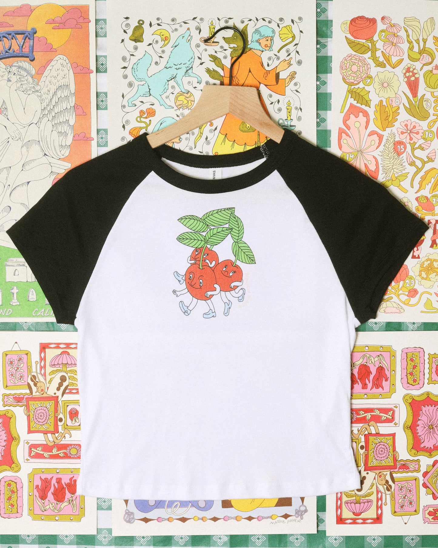 Cherries Baby Tee in Black