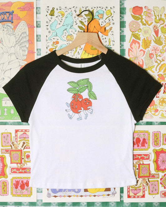 Cherries Baby Tee in Black