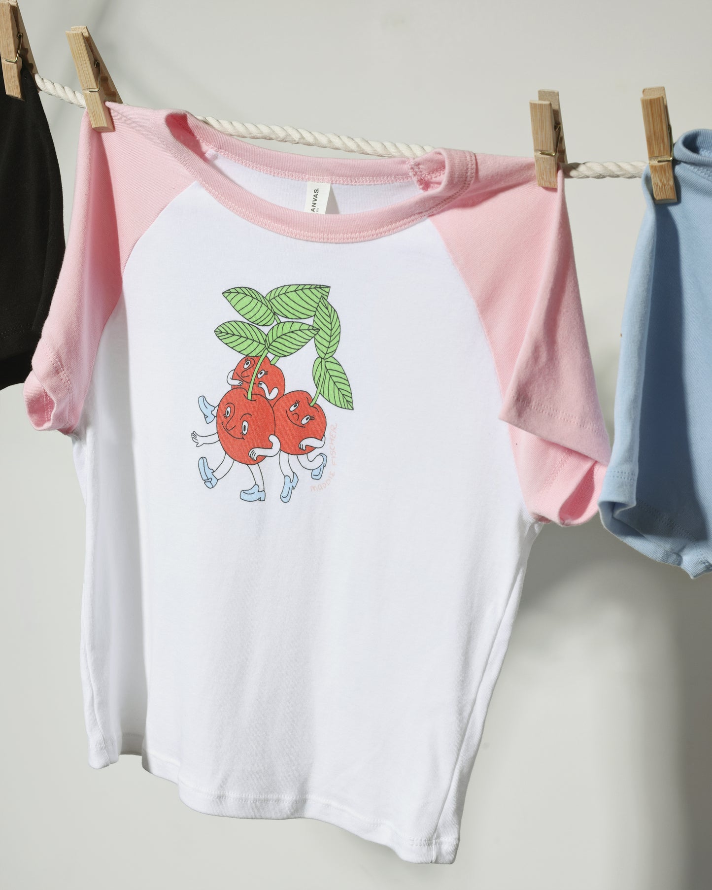 Cherries Baby tee in Pink