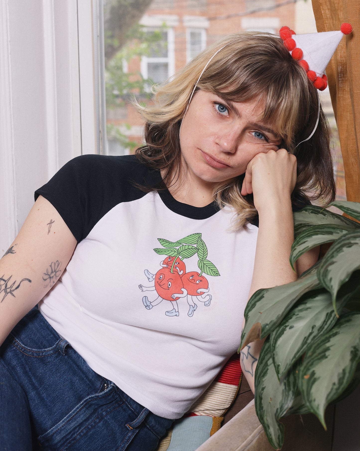 Cherries Baby Tee in Black