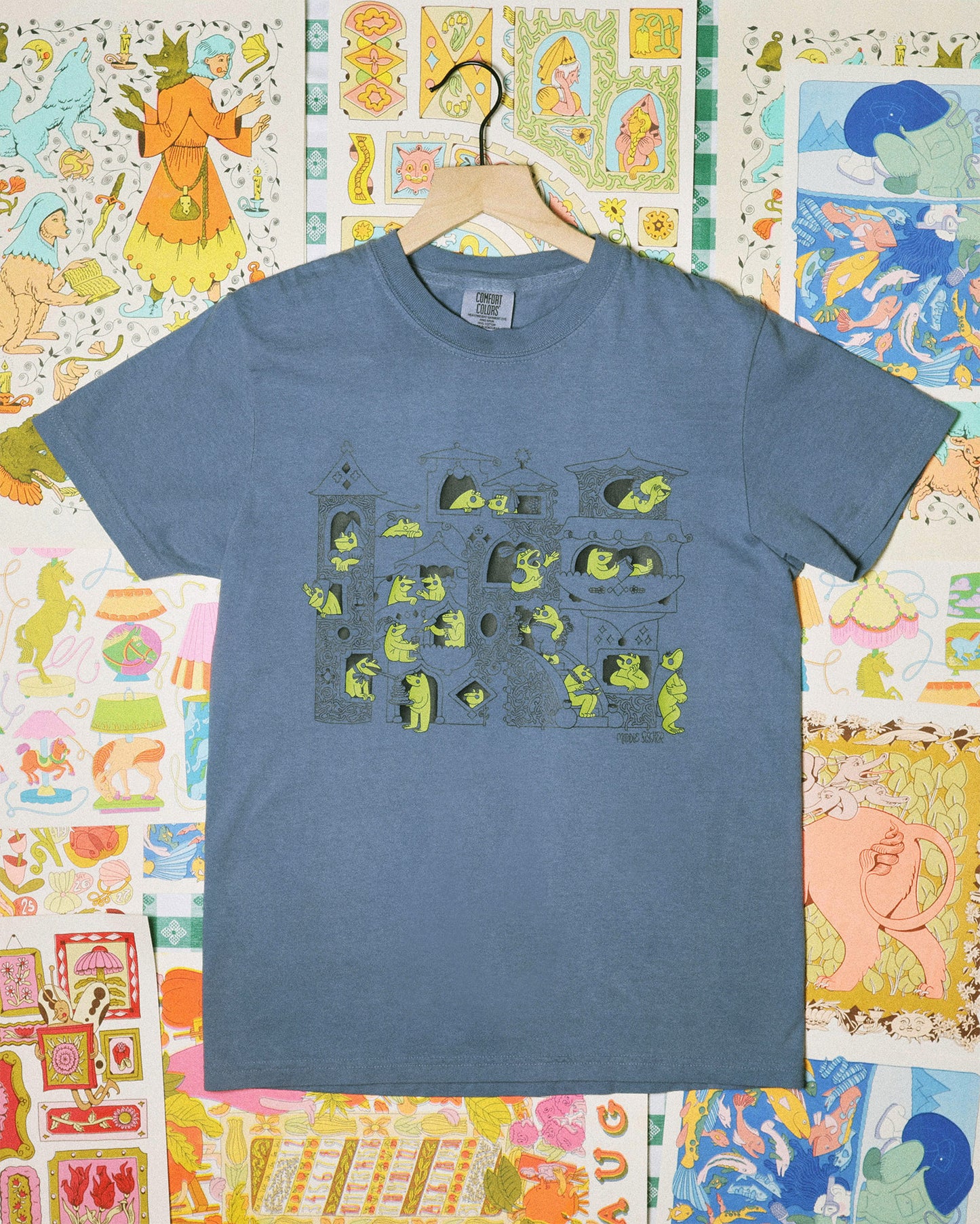 Medieval Frog Castle Shirt in Blue