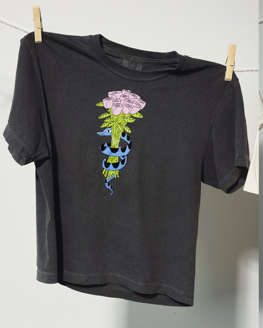 Snake Bouquet Boxy Tee in Pepper