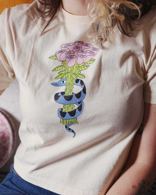 Snake Bouquet Boxy Tee in Ivory