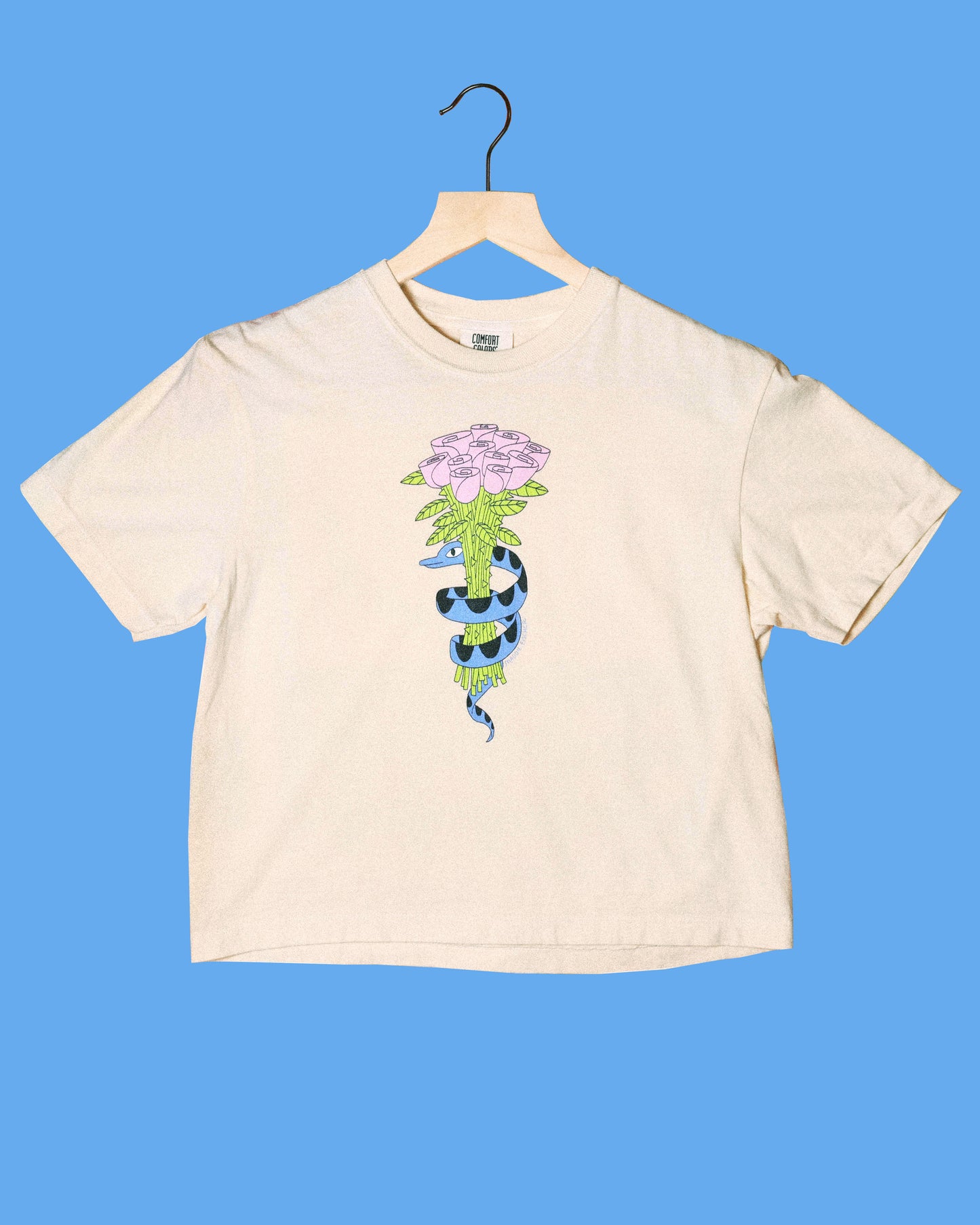 Snake Bouquet Boxy Tee in Ivory