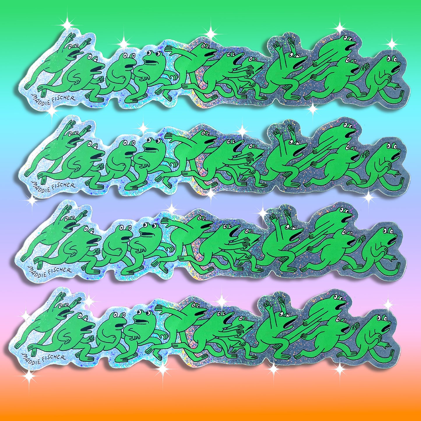 Frantic Frogs Sticker - Sparkly
