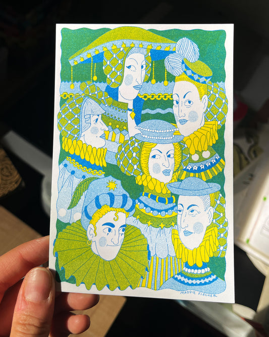 15th Century Hats - Riso Postcard