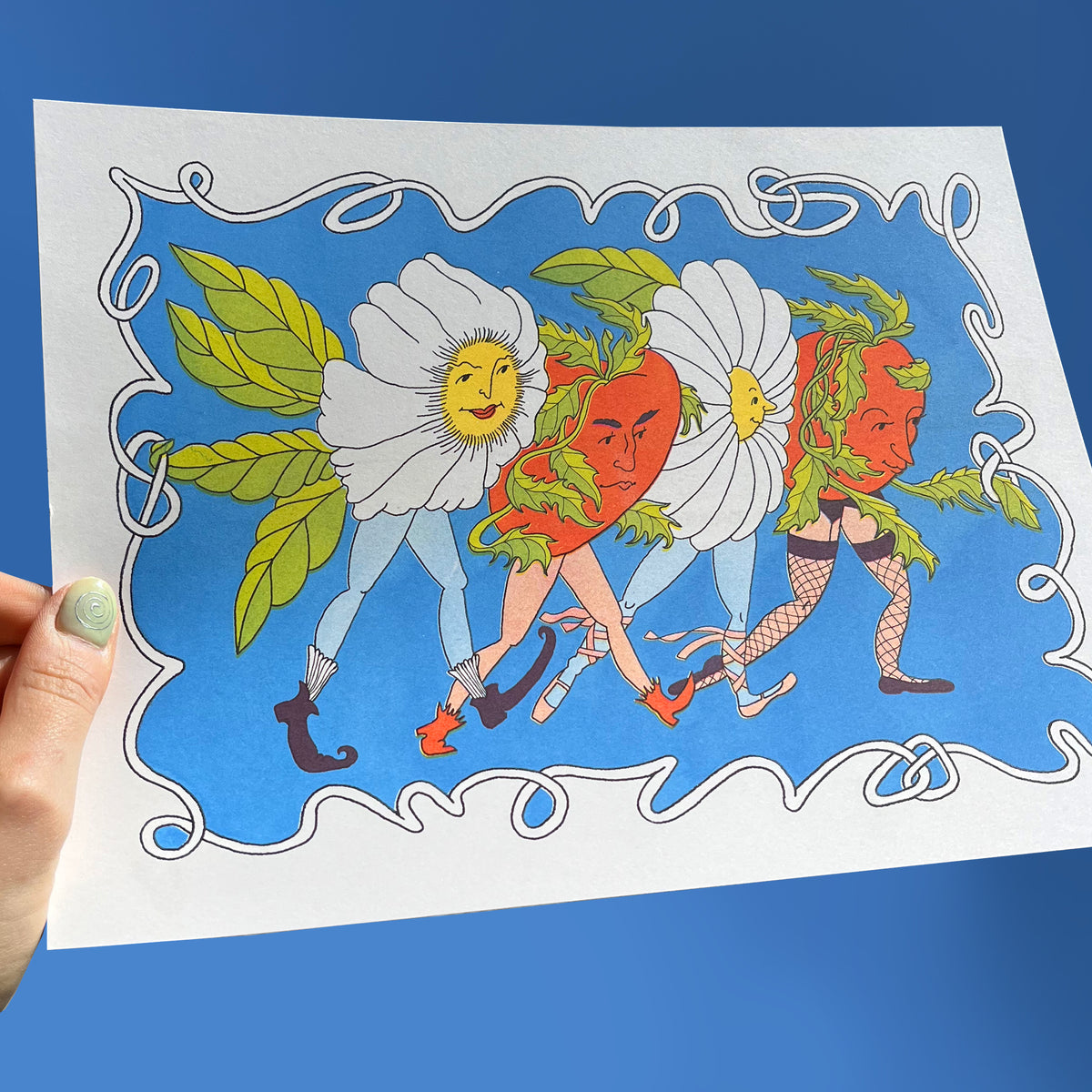 Daisy Rint Tomato Daisy Strut Riso Print – Maddie Fischer