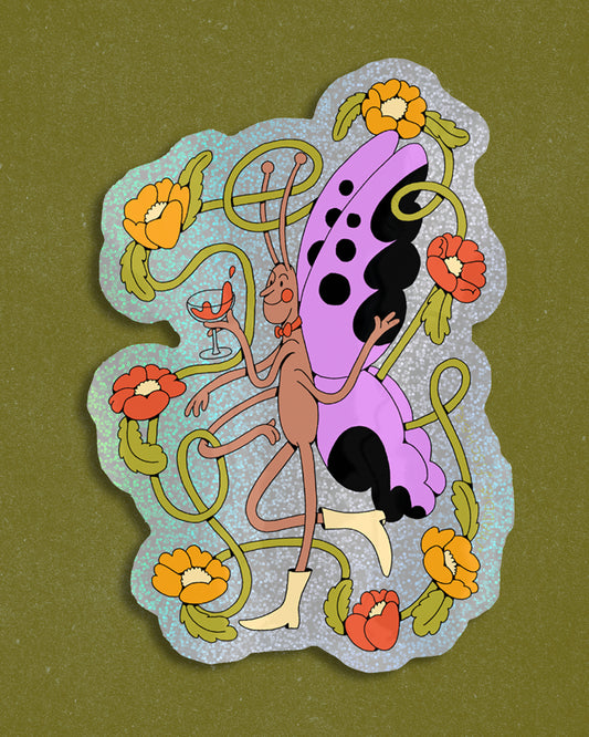 Butterfly Cheers Sticker - Sparkly